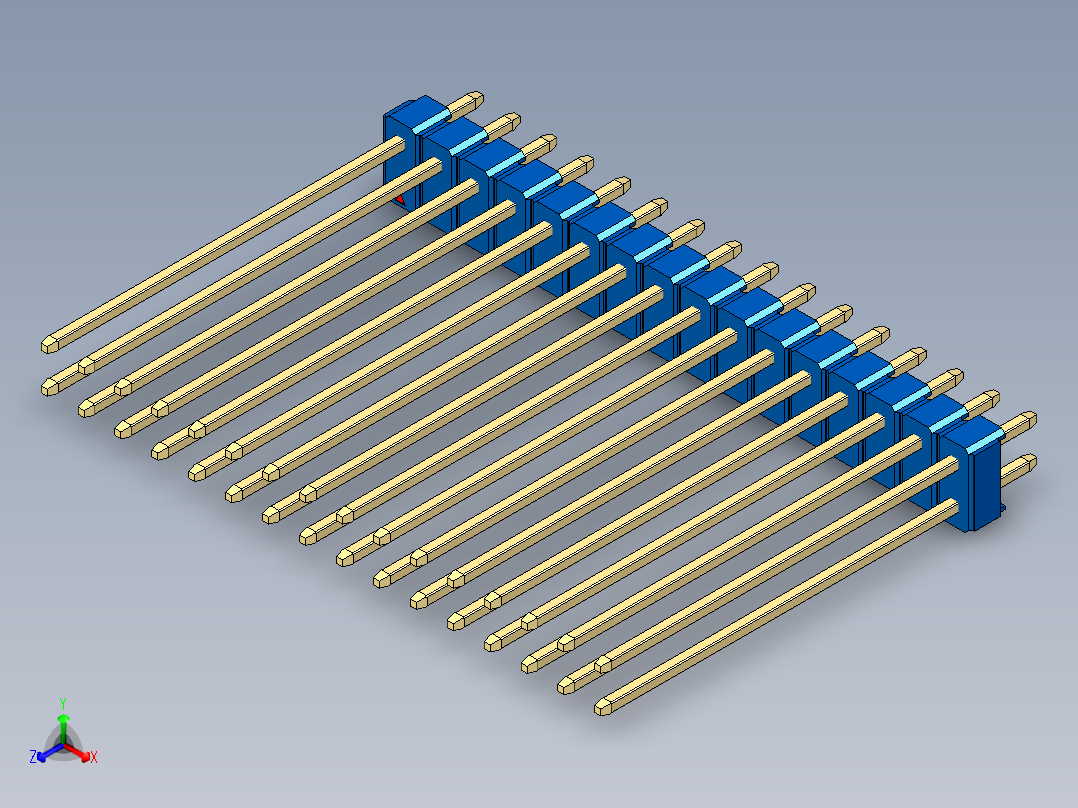 彩色公头100mil（2.54mm）系列-DS1021_blue_2x16p_100mil_Type43_rev1.0正等轴测图