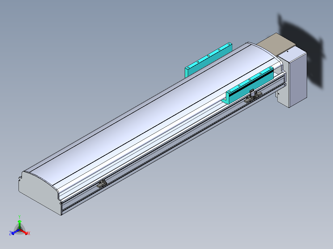同步带滑台-半封闭B22H-L100-C-S750-RD-P75-D3-N5正等轴测图