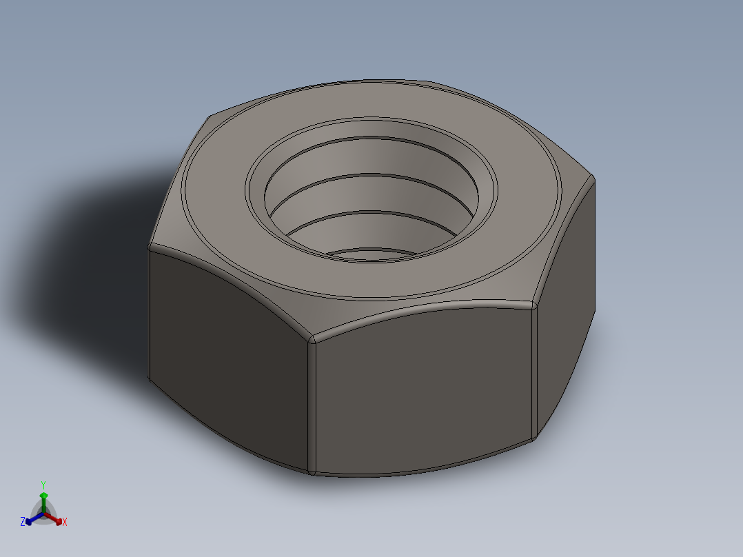 紧固件-Raw Steel Nut 0.3125正等轴测图