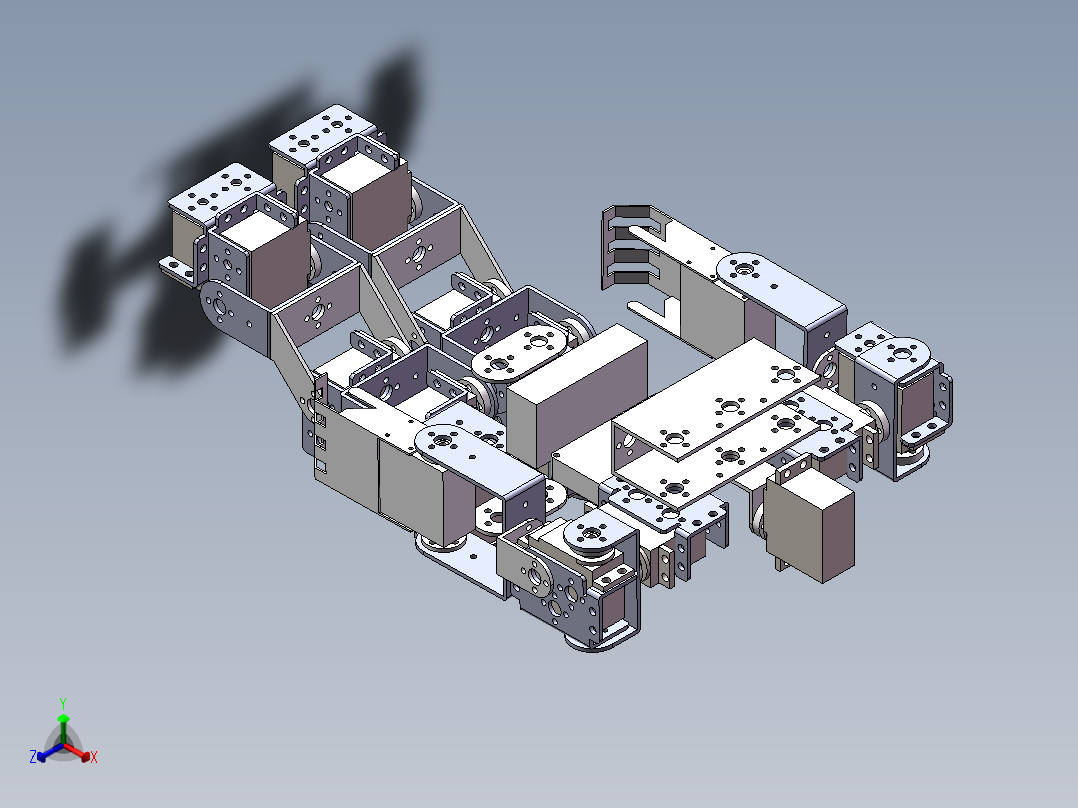 人形机器人（三维+课设+程序+二维+电路图）正等轴测图