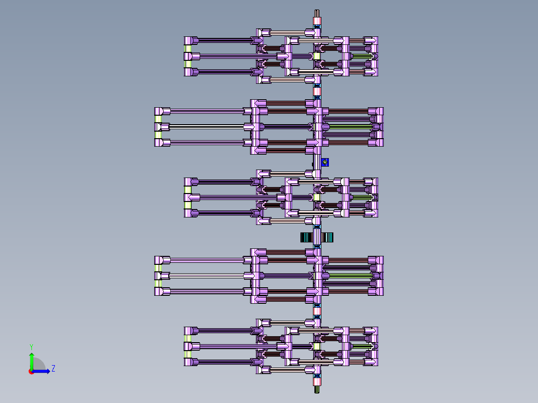 齿轮连杆组合机构的多足机器人左视图