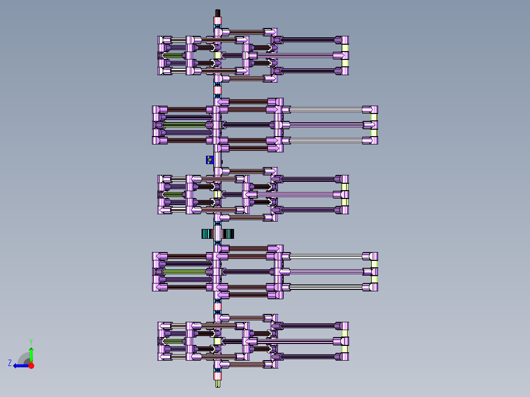齿轮连杆组合机构的多足机器人右视图