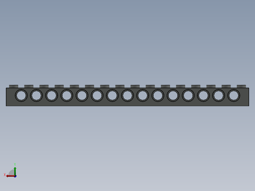 乐高机械组积木（横梁）-3703 Old Grey Technic Brick 1 x 16 with Holes后视图