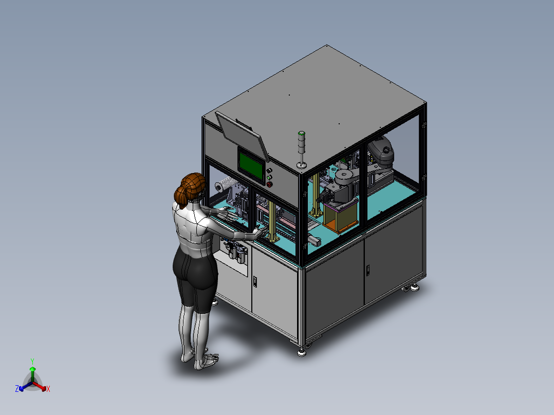 绳子裁切整形穿线机（sw22可编辑+工程图）正等轴测图