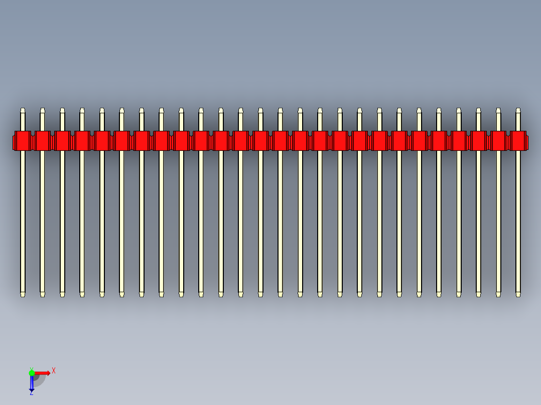 彩色公头100mil（2.54mm）系列-DS1021_red_3x26p_100mil_Type19_rev1.0俯视图