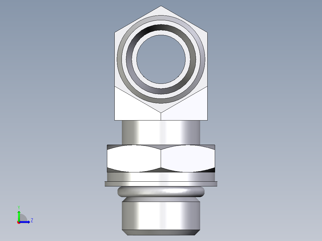 卡套式工业通用硬管接头EO_Adjustable_locknut_branch_tee_TEE12LMOROMDCF左视图