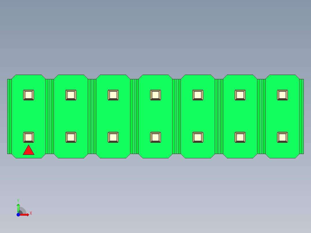 彩色公头100mil（2.54mm）系列-DS1021_green_2x07p_100mil_Type1_rev1.0前视图