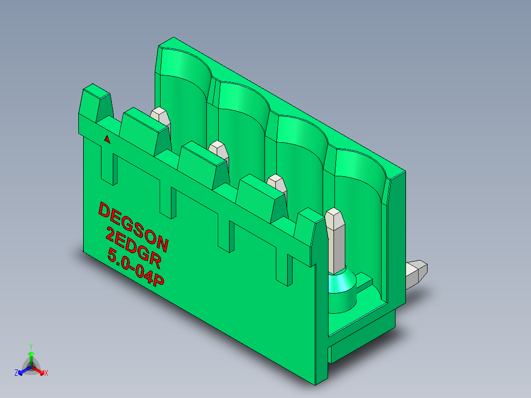 DEGSON 2EDG 系列 5.0mm 可插拔接线端子组-2EDGR-5.0-04P-14-00AH正等轴测图