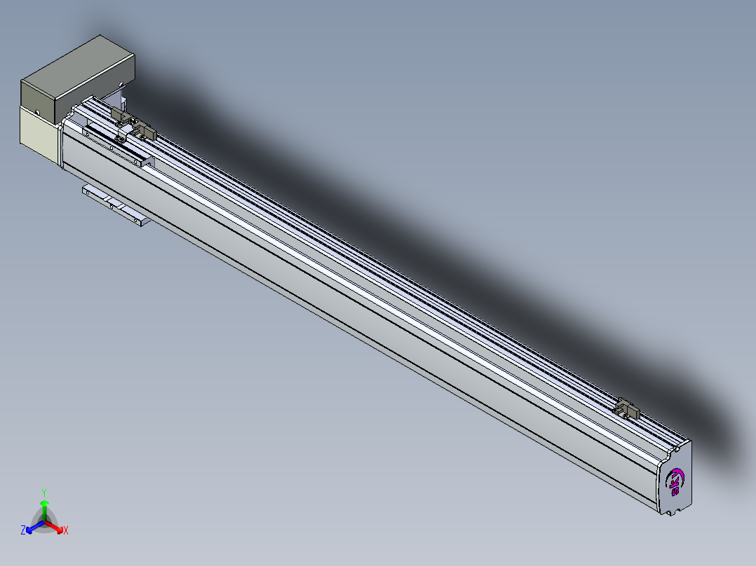 同步带滑台-半封闭B10H-L45-S900-RD-P40-D3正等轴测图