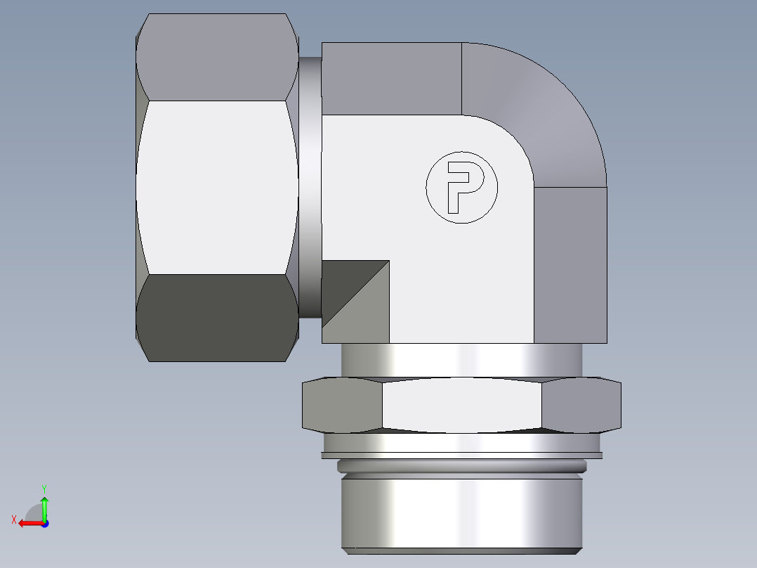 卡套式工业通用硬管接头EO_Adjustable_Locknut_elbow_WEE38ZSMORCF后视图