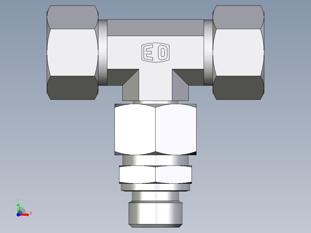 卡套式工业通用硬管接头EO_Assembled_adjustable_standpipe_branch_tee_EVT15LM71前视图