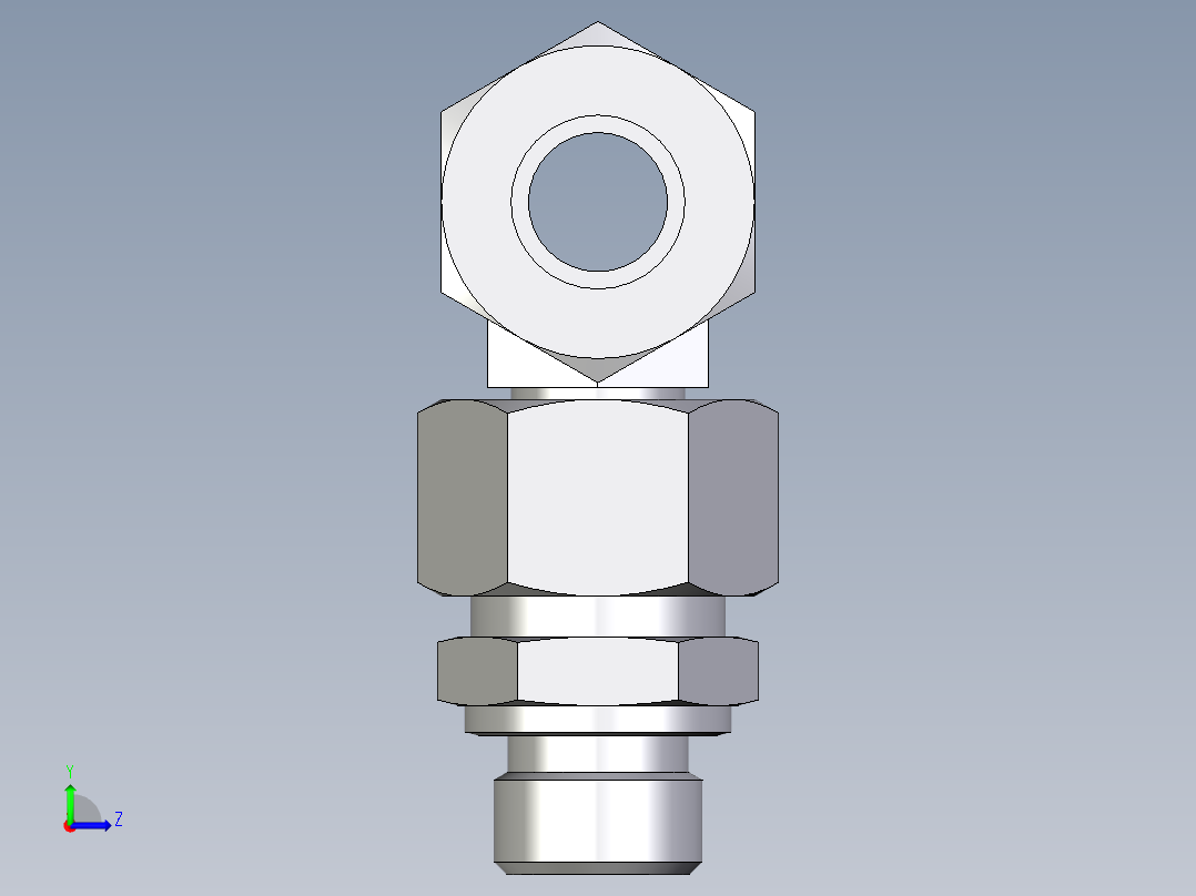 卡套式工业通用硬管接头EO_Assembled_adjustable_standpipe_branch_tee_EVT15LM71左视图