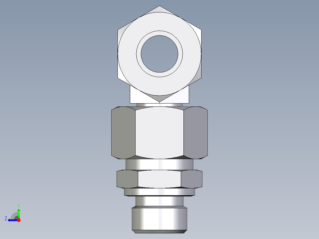 卡套式工业通用硬管接头EO_Assembled_adjustable_standpipe_branch_tee_EVT15LM71右视图