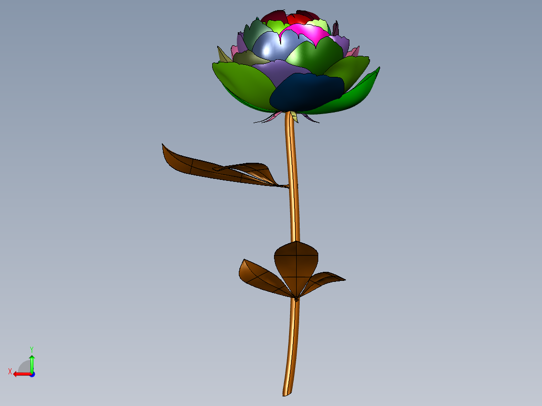 牡丹花芍药花3d装饰摆件后视图