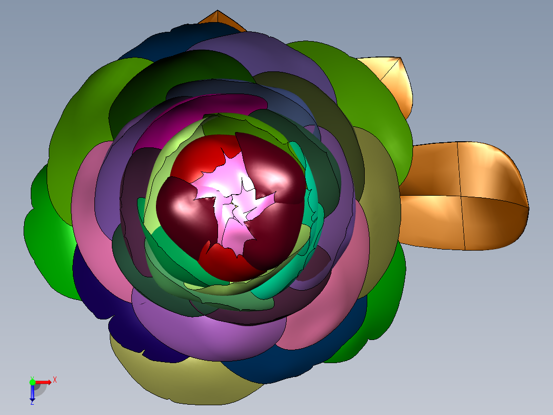 牡丹花芍药花3d装饰摆件俯视图