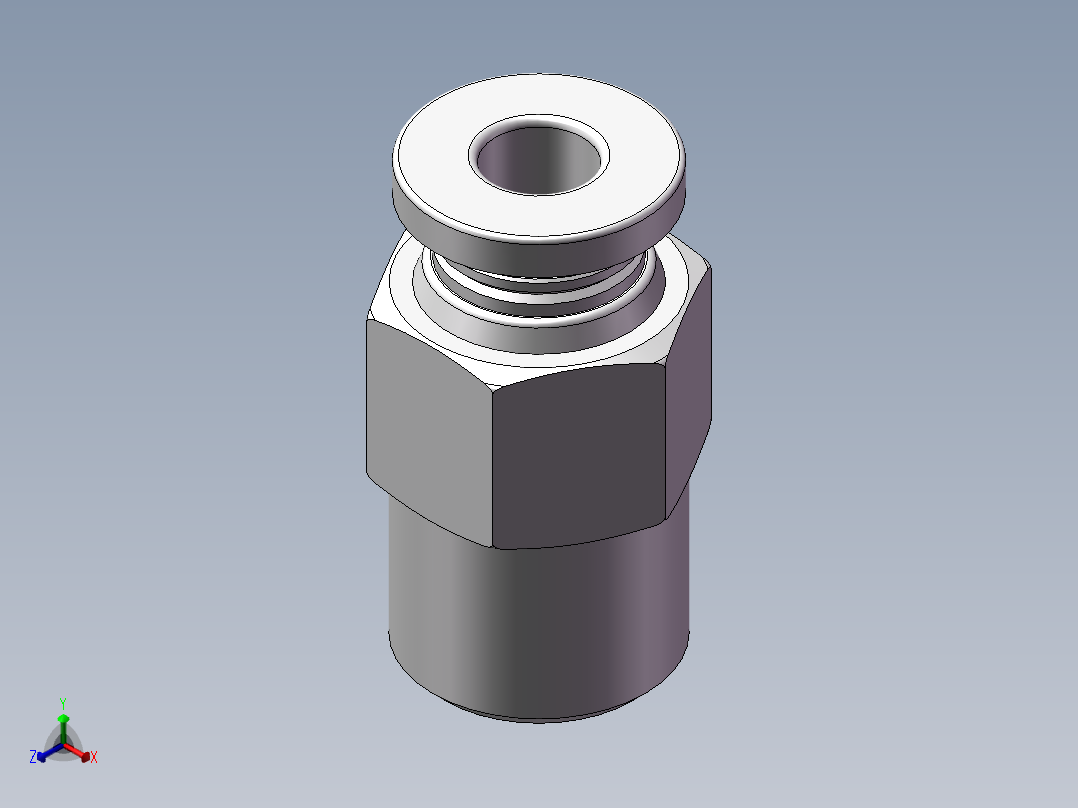 螺纹直通APC4-01（1分4厘）正等轴测图