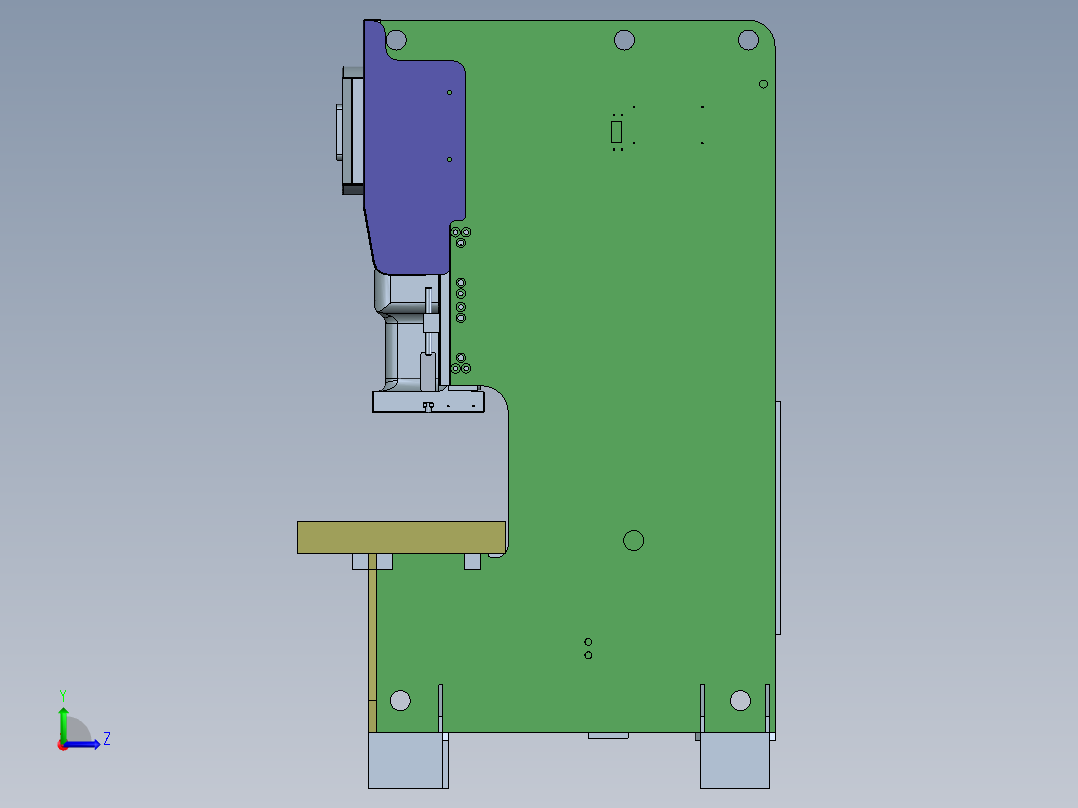G532 200吨冲床3D图纸左视图