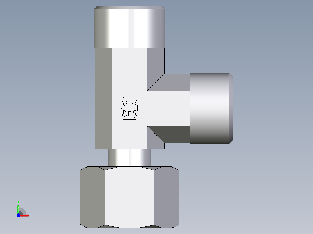 卡套式工业通用硬管接头EO_Standpipe_run_tee_EVL12SOMD71前视图