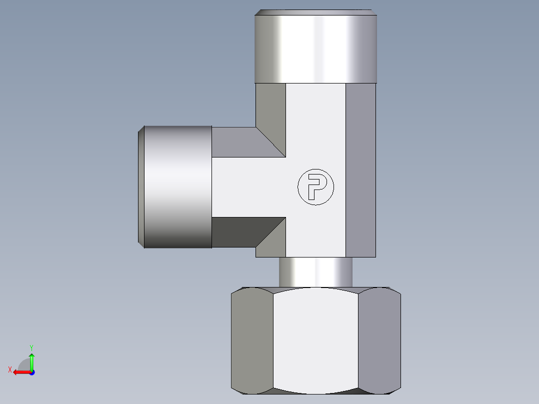 卡套式工业通用硬管接头EO_Standpipe_run_tee_EVL12SOMD71后视图