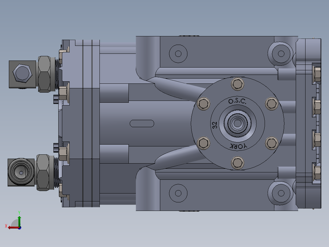 汽车空调压缩机模型--sw stp后视图