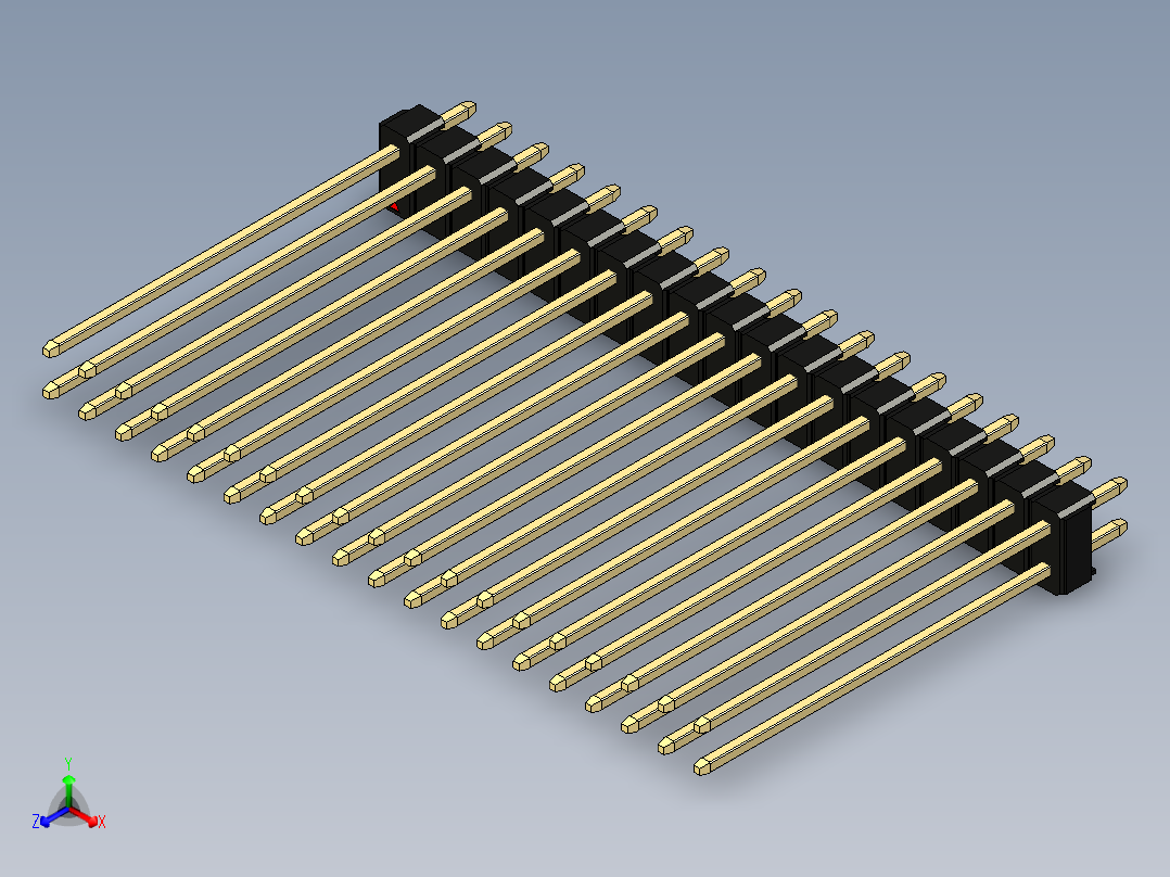 彩色公头100mil（2.54mm）系列-DS1021_black_2x19p_100mil_Type43_rev1.0正等轴测图