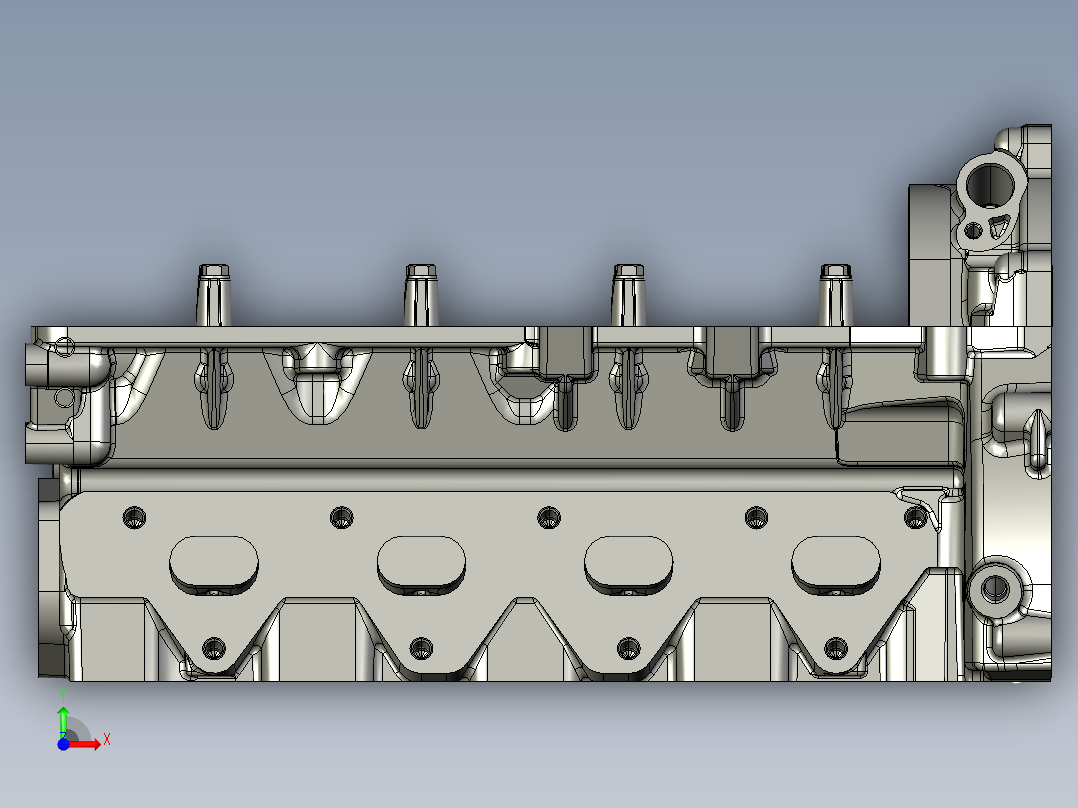 四直缸V4发动机引擎缸盖前视图