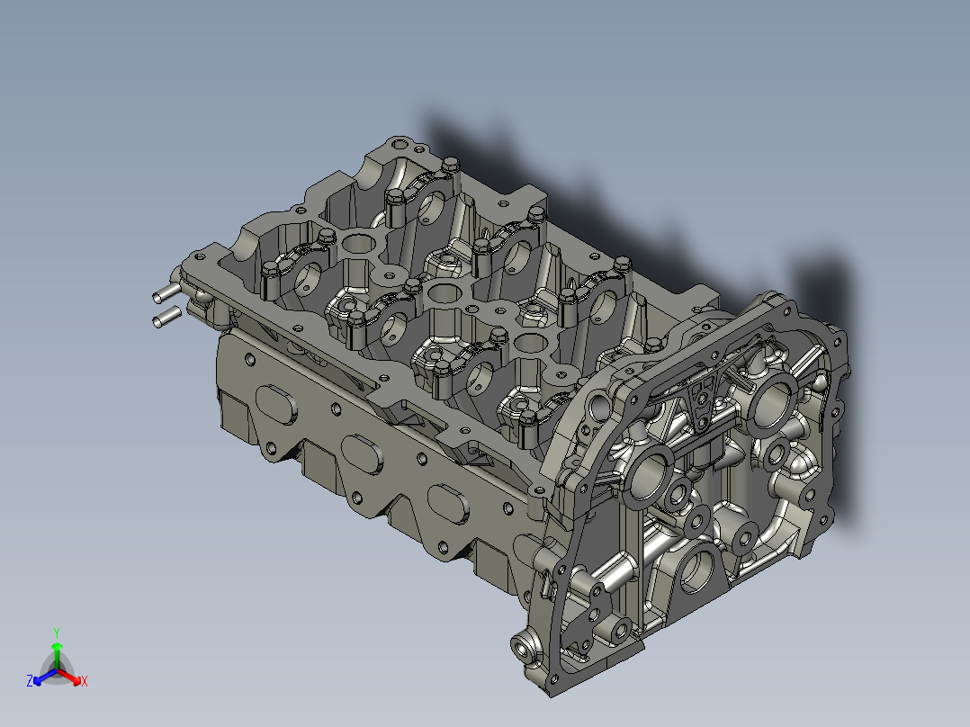 四直缸V4发动机引擎缸盖正等轴测图