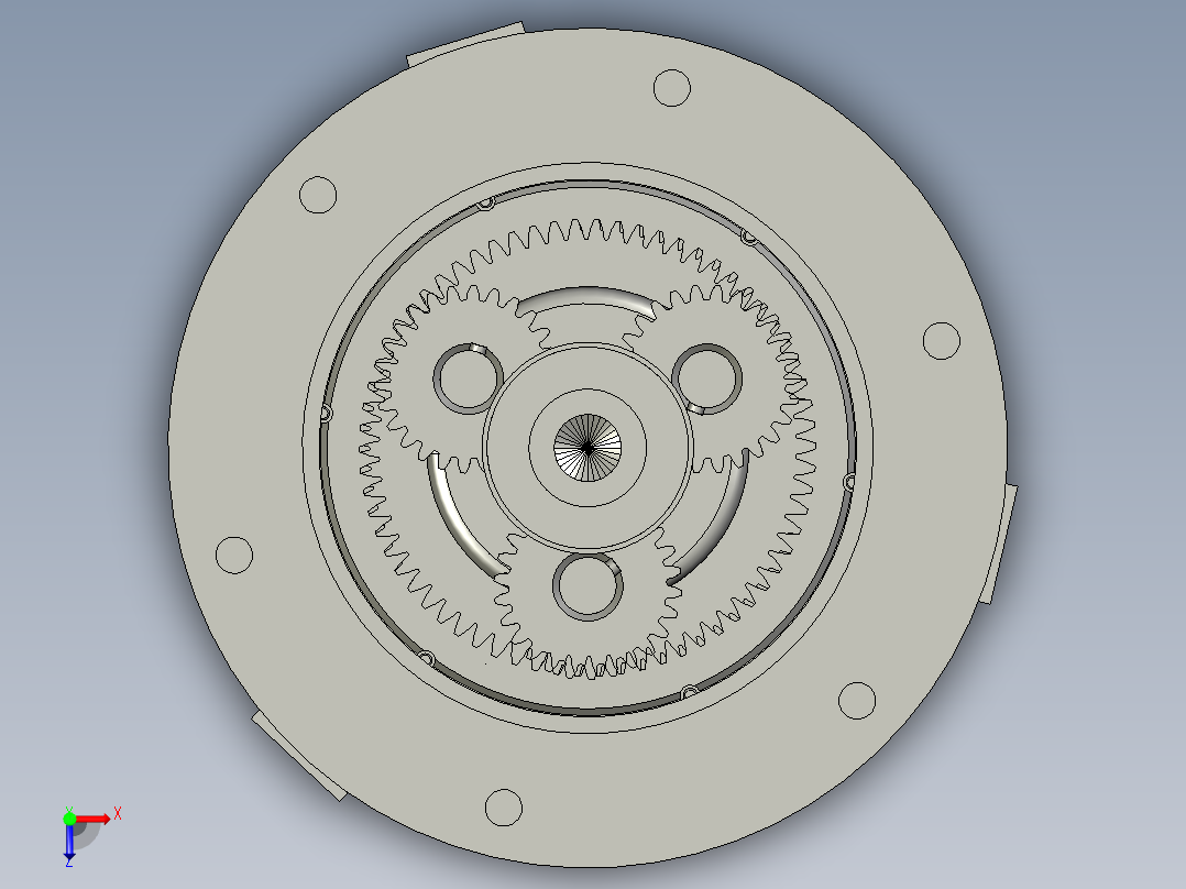 JX605-两级 二级行星齿轮减速器设计三维建模含cad图纸俯视图