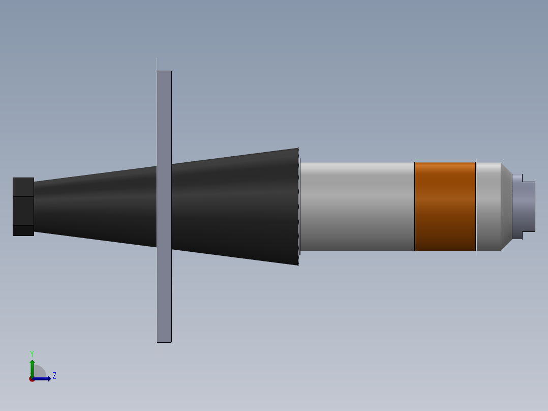 超声波喇叭助推器槽喇叭左视图