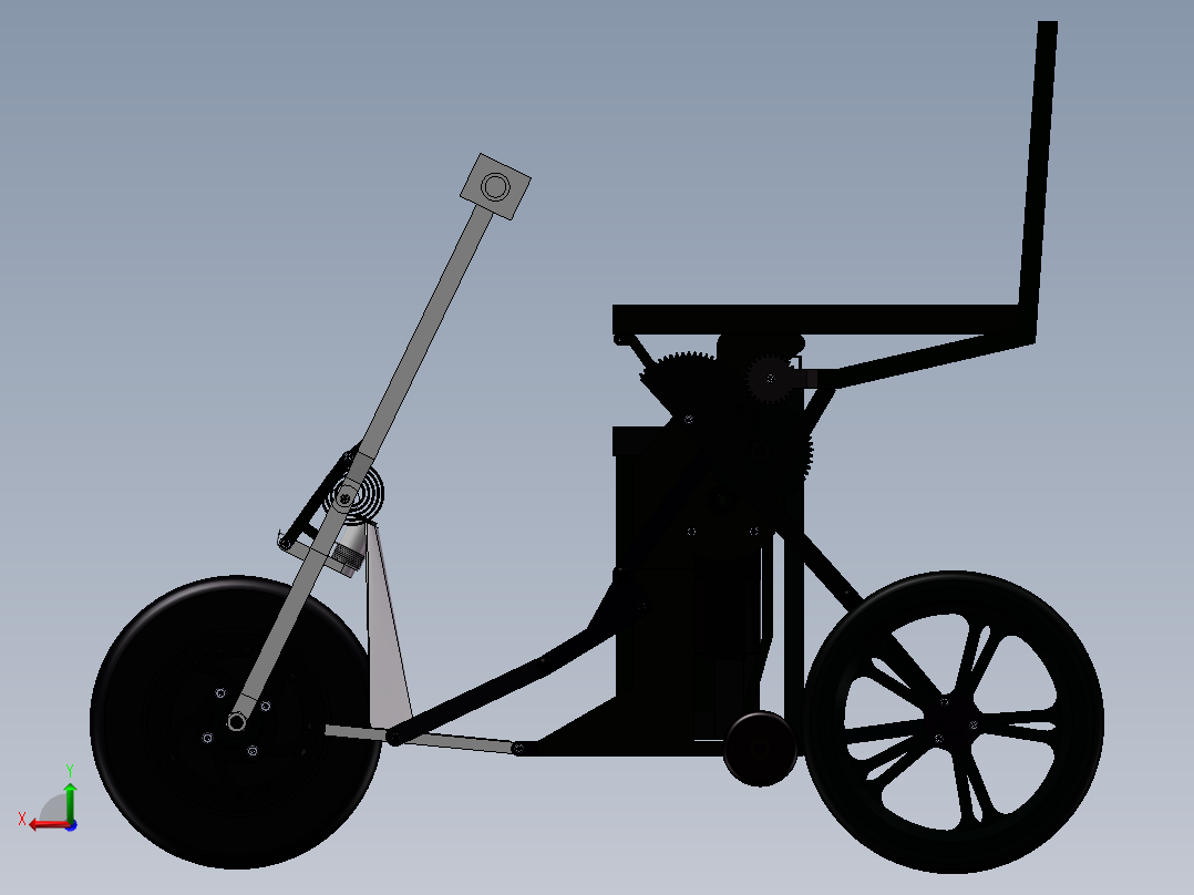 可折叠老年电动代步车三轮车设计含三维SW模型=1249524=500后视图