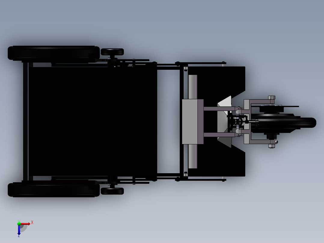 可折叠老年电动代步车三轮车设计含三维SW模型=1249524=500俯视图