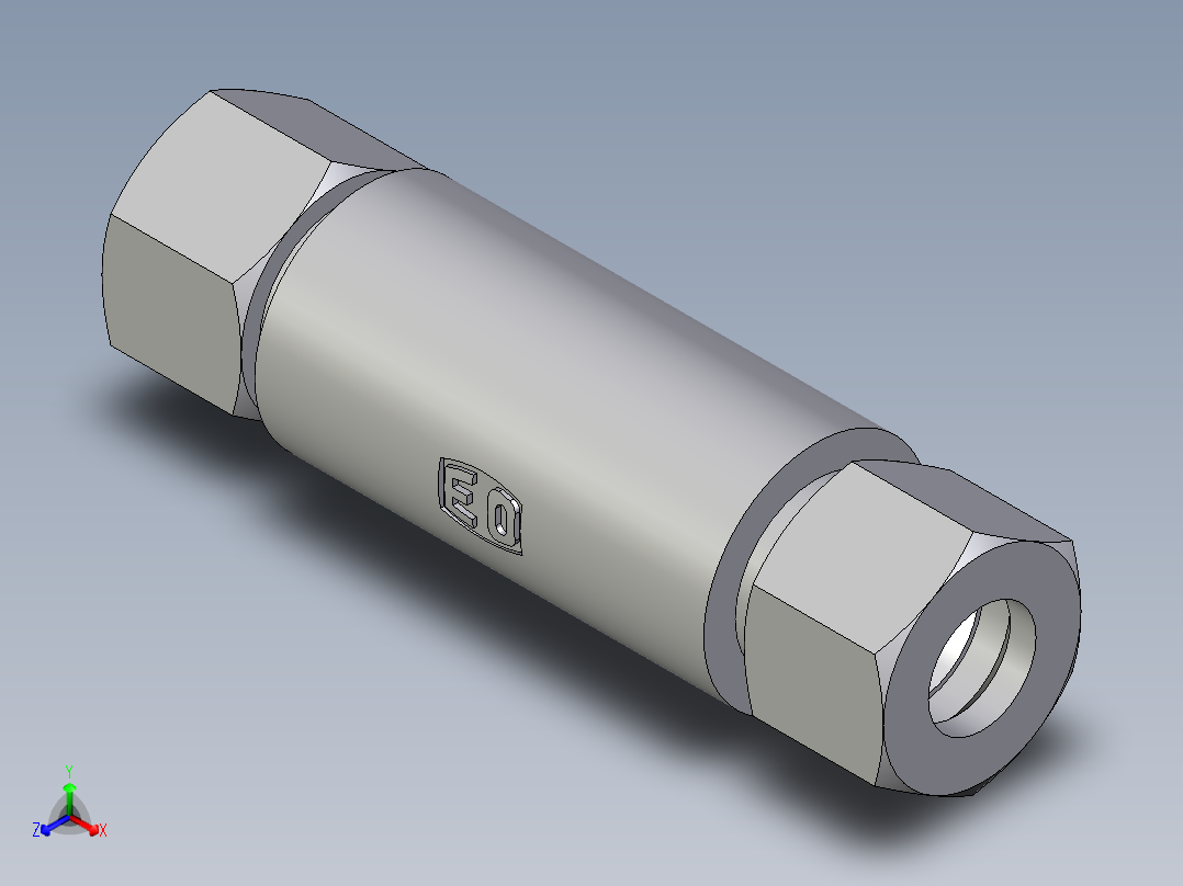 卡套式工业通用硬管接头EO_Weld_bulkhead_fitting_ESV12ZL正等轴测图