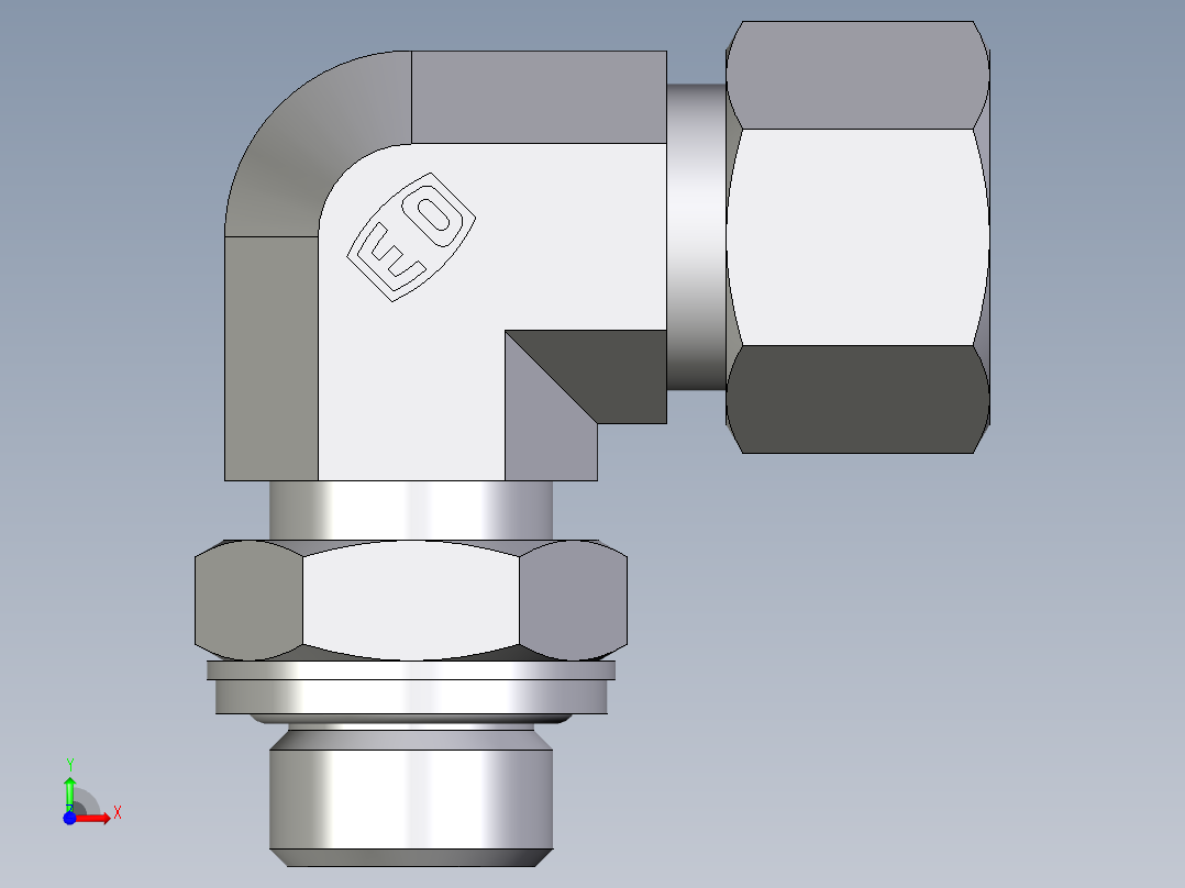 卡套式工业通用硬管接头EO_Adjustable_Locknut_elbow_WEE12LRCF前视图