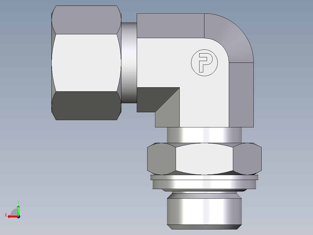 卡套式工业通用硬管接头EO_Adjustable_Locknut_elbow_WEE12LRCF后视图