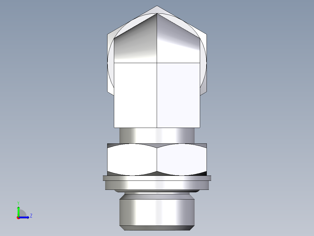 卡套式工业通用硬管接头EO_Adjustable_Locknut_elbow_WEE12LRCF左视图
