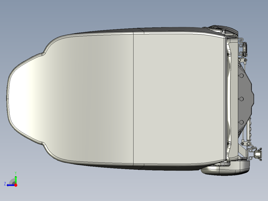 底部带详细结构的座椅右视图