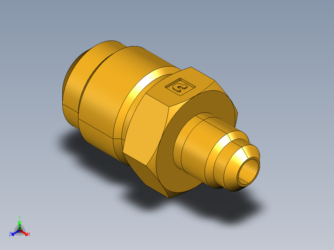 扩口式工业通用硬管接头Union Reducer 42F-8-4正等轴测图