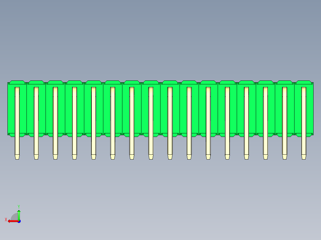 彩色公排针 100mil 2.54mm 系列-DS1022_green_3x16p_100mil_TypeD_rev1.0后视图