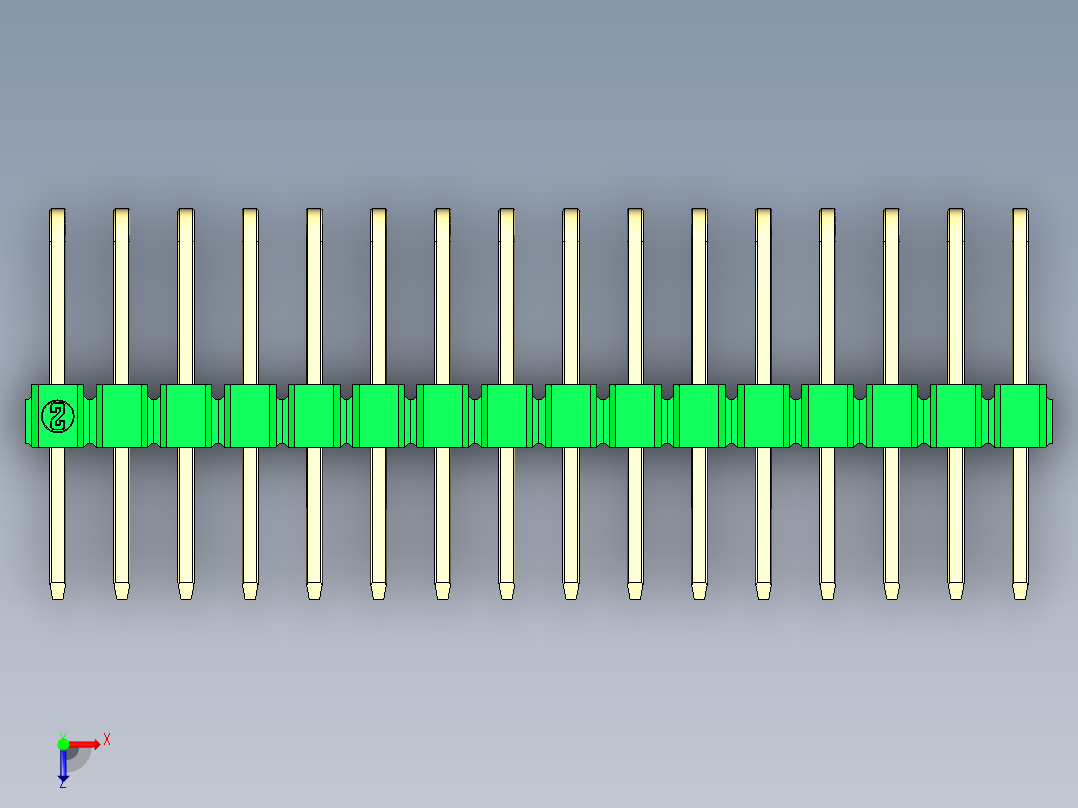 彩色公排针 100mil 2.54mm 系列-DS1022_green_3x16p_100mil_TypeD_rev1.0俯视图