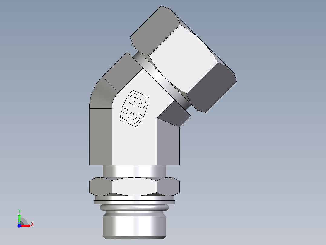 卡套式工业通用硬管接头EO_Adjustable_locknut_45_deg_elbow_VEE18ZLMORCF前视图