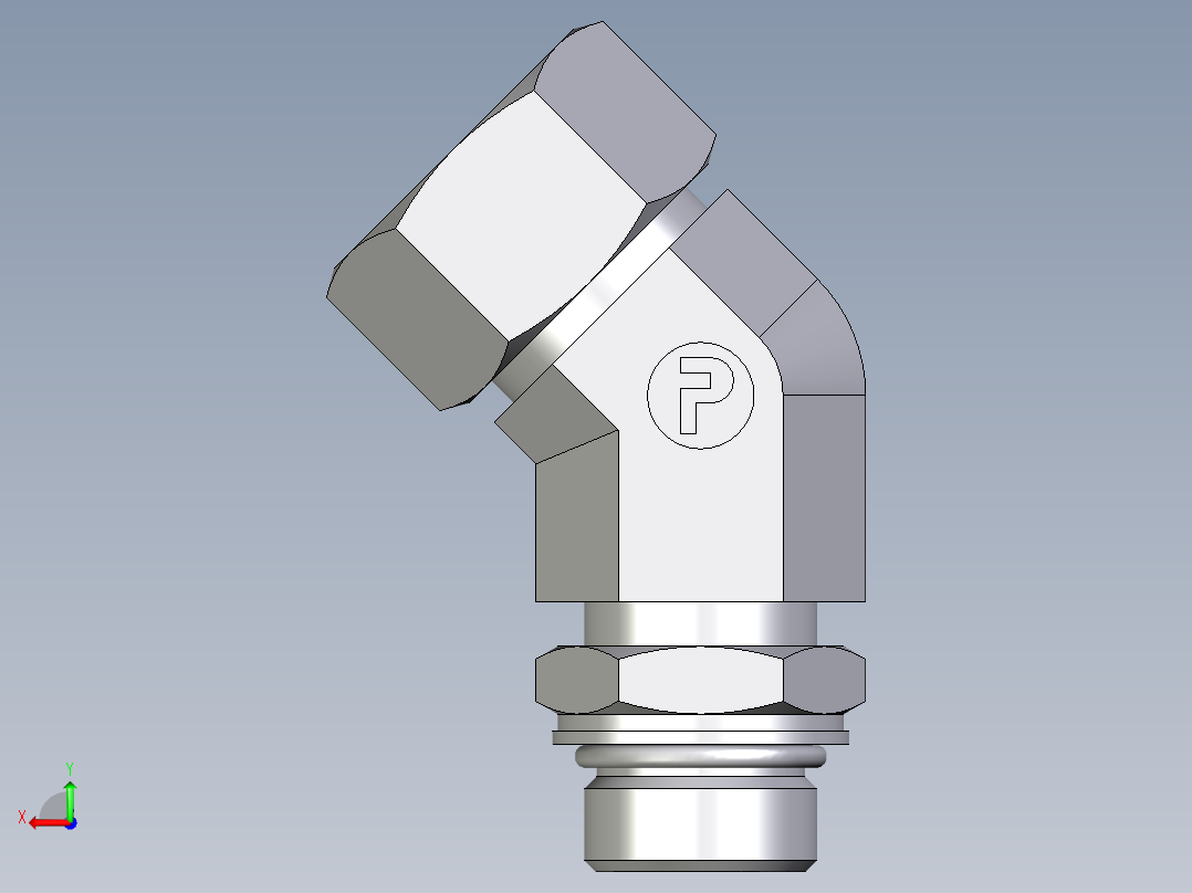 卡套式工业通用硬管接头EO_Adjustable_locknut_45_deg_elbow_VEE18ZLMORCF后视图