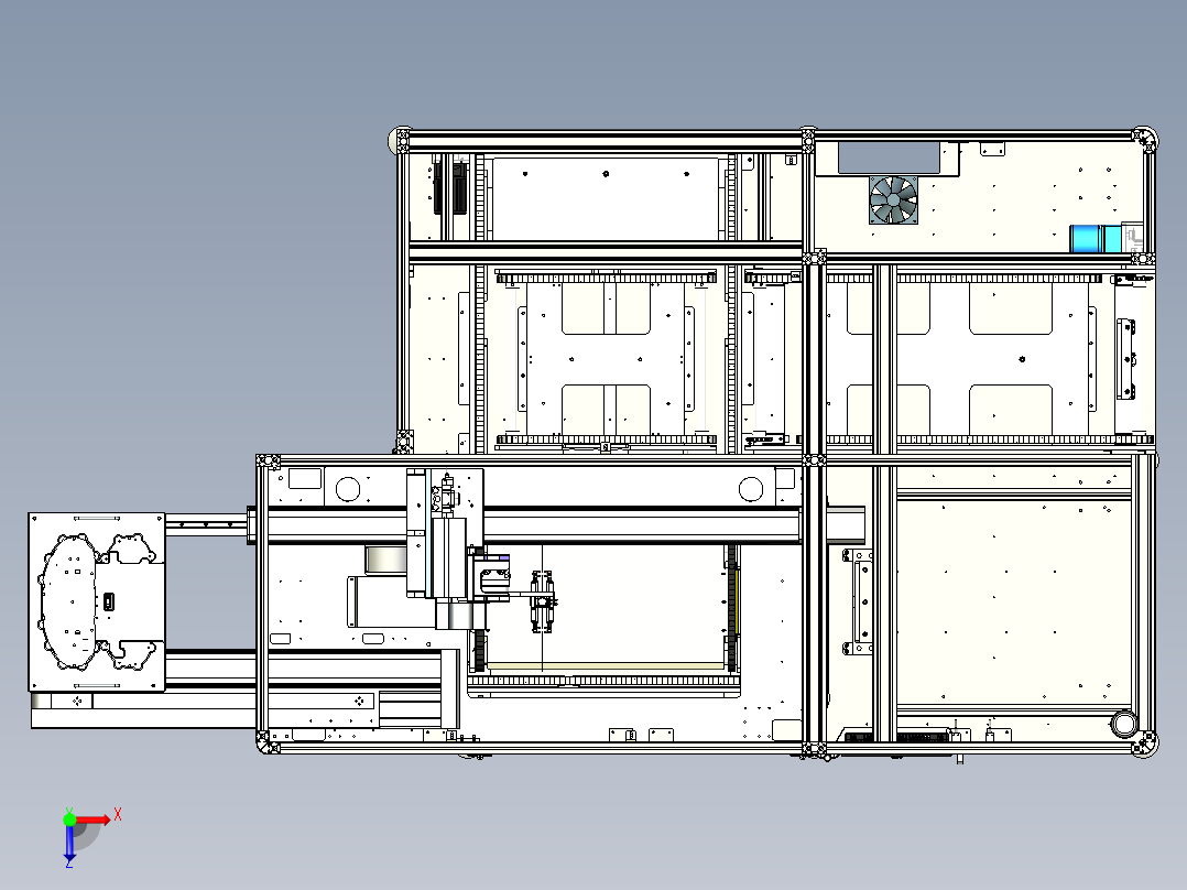 PCB盒卸载机俯视图