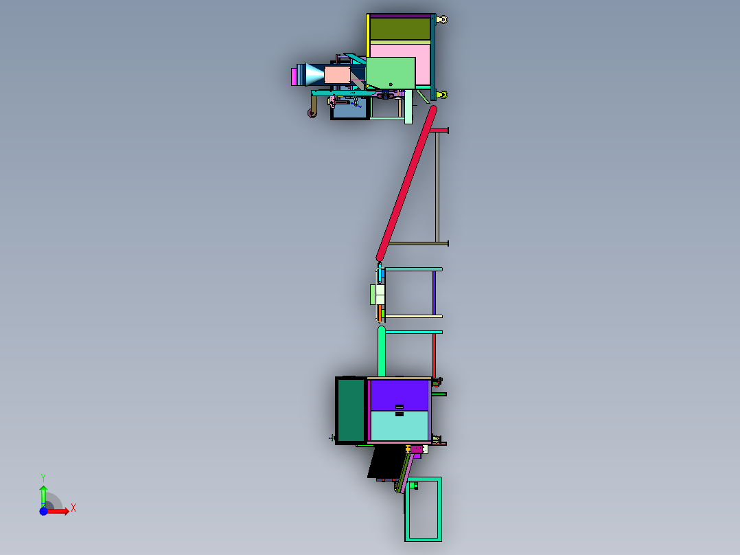 五金配件流水装袋装箱产线前视图