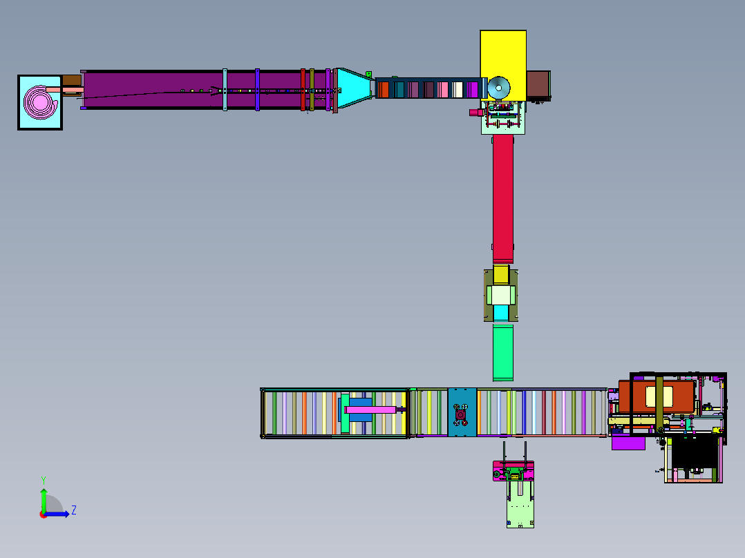 五金配件流水装袋装箱产线左视图
