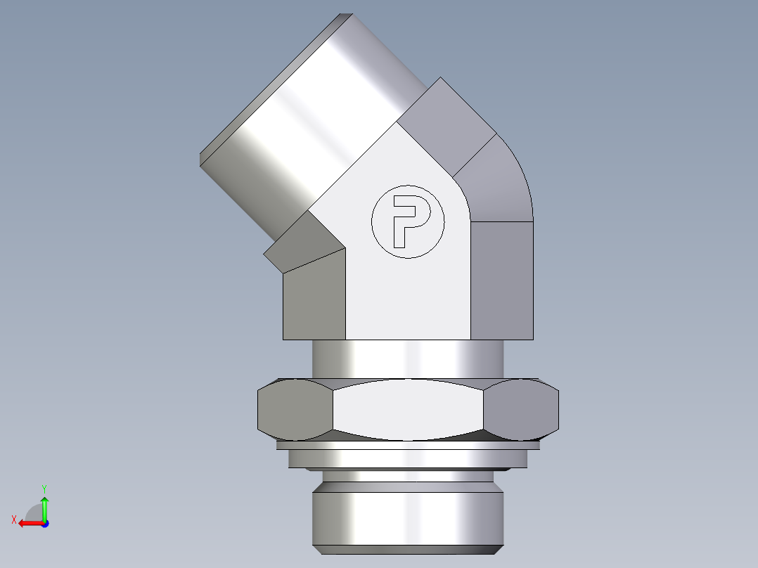 卡套式工业通用硬管接头EO_Adjustable_locknut_45_deg_elbow_VEE20SROMDCF后视图