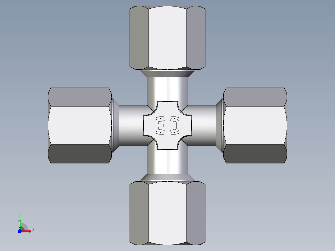 卡套式工业通用硬管接头EO_Union_cross_K06ZSCF前视图
