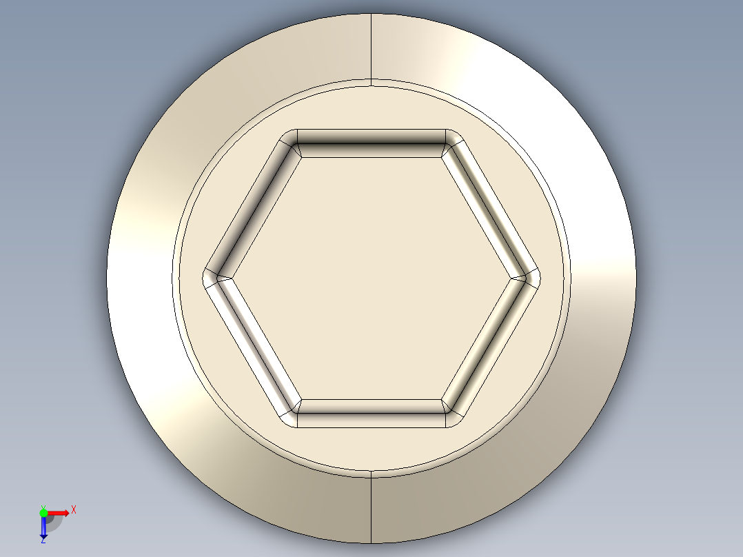 紧固件-STEP 0.3750 Allen Screw俯视图