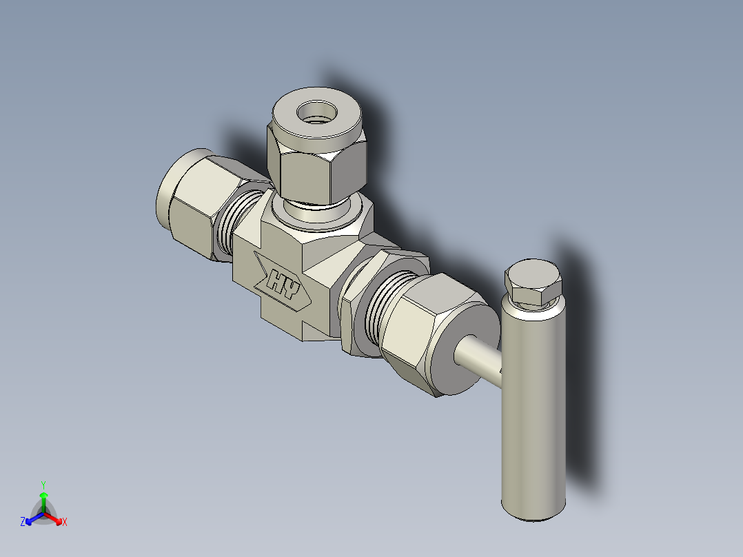 不锈钢整体阀帽角形针形阀，6毫米Hy-Lok管接头