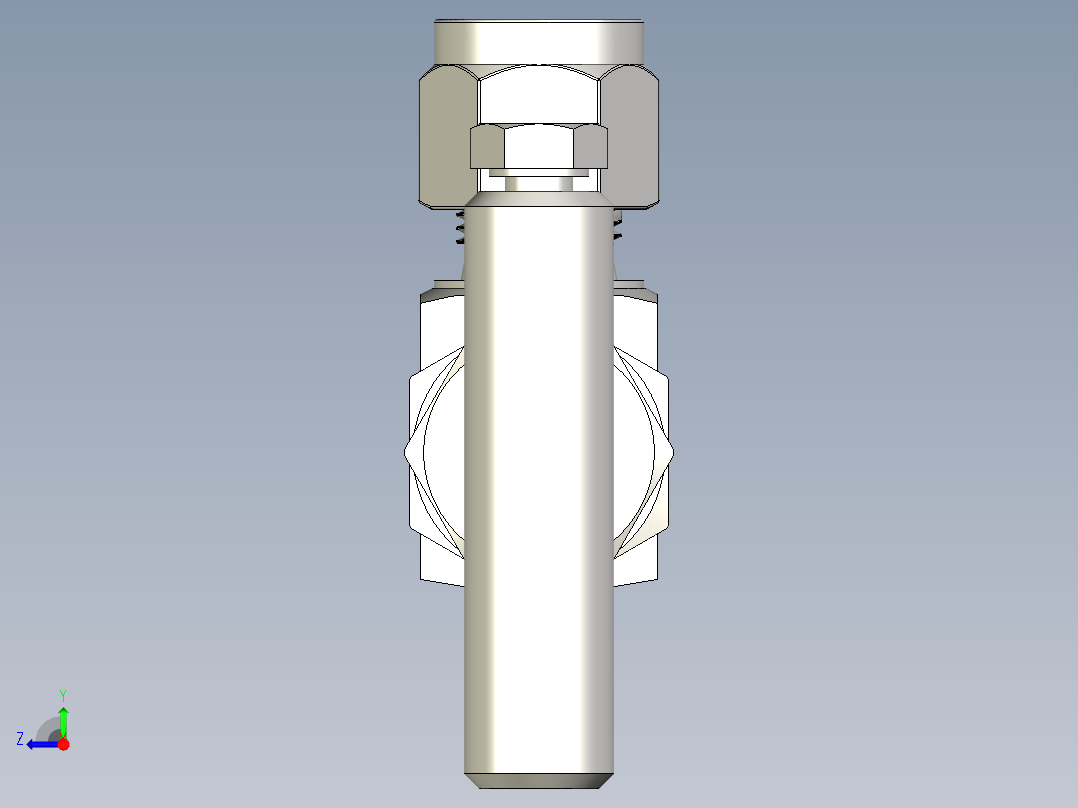 不锈钢整体阀帽角形针形阀，6毫米Hy-Lok管接头右视图