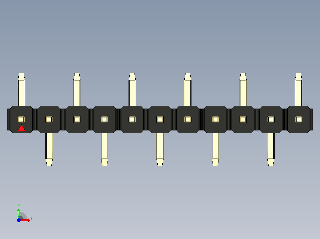 彩色公排针 100mil 2.54mm 系列-DS1022_black_11p_100mil_Type_SMT_R1_rev1.0前视图